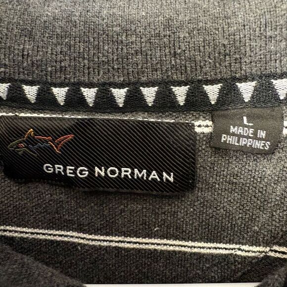 Greg Norman Polo Golf Gray White Stripe Casual Summer Pool Beach Vacation 100% C - Picture 4 of 7